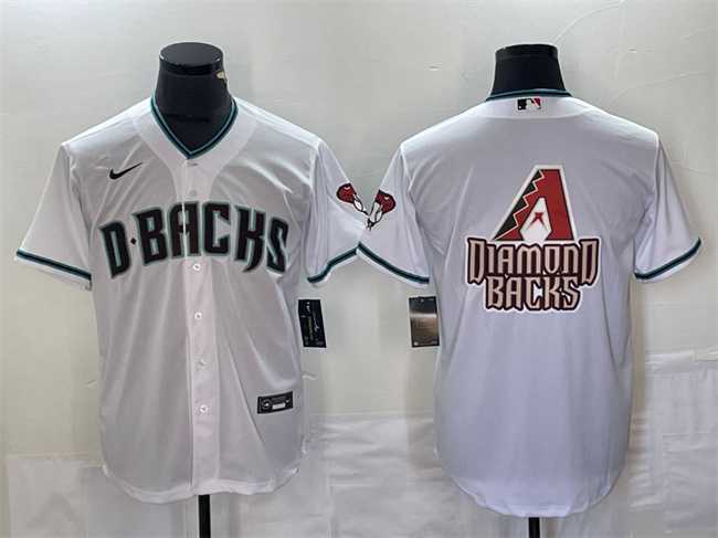 Mens Arizona Diamondbacks White Team Big Logo Cool Base Stitched Baseball Jerseys